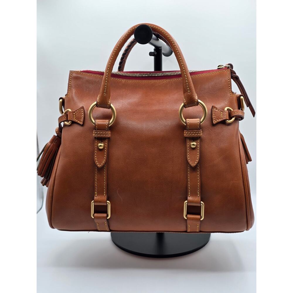 NWT Dooney & Bourke Florentine Leather Satchel Natural Brown Crossbody Bag - Picture 3 of 16
